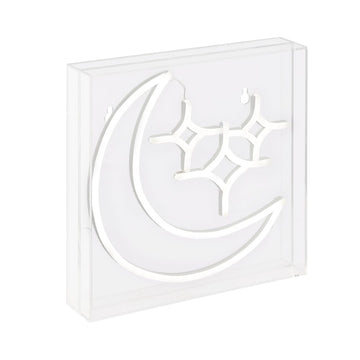 Starry Crescent Square Contemporary Glam Acrylic Box USB Operated LED Neon Light - JONATHAN Y